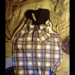 Sleeveless Flannel Hoodie